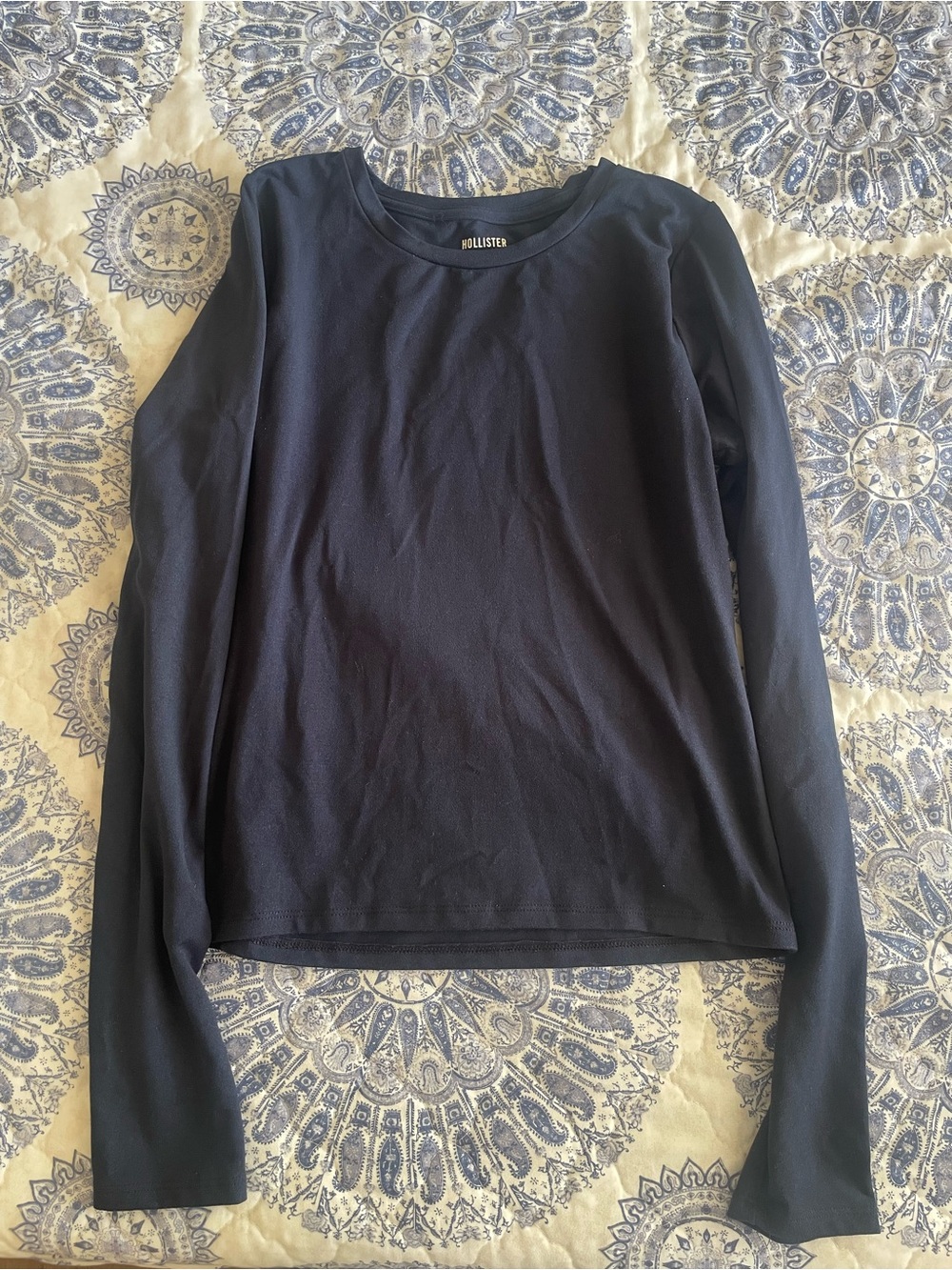 Hollister Long Sleeve Crewneck Top - Dark Navy